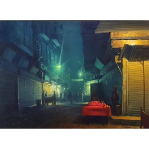 Zulfiqar Ali Zulfi, Rang Mahal Street, 30 x 40 Inch, Oil on Canvas, Cityscape Painting-AC-ZUZ-069